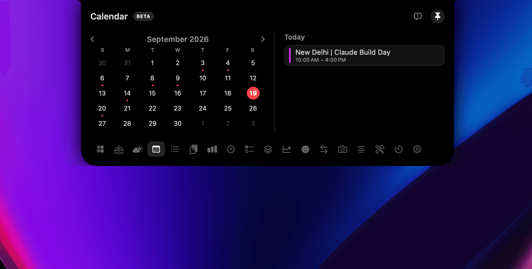 Calendar screenshot