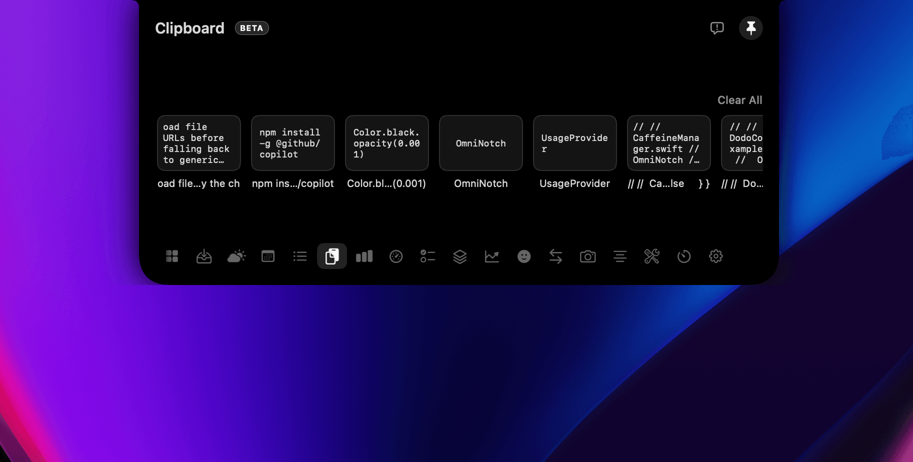 Clipboard history screenshot
