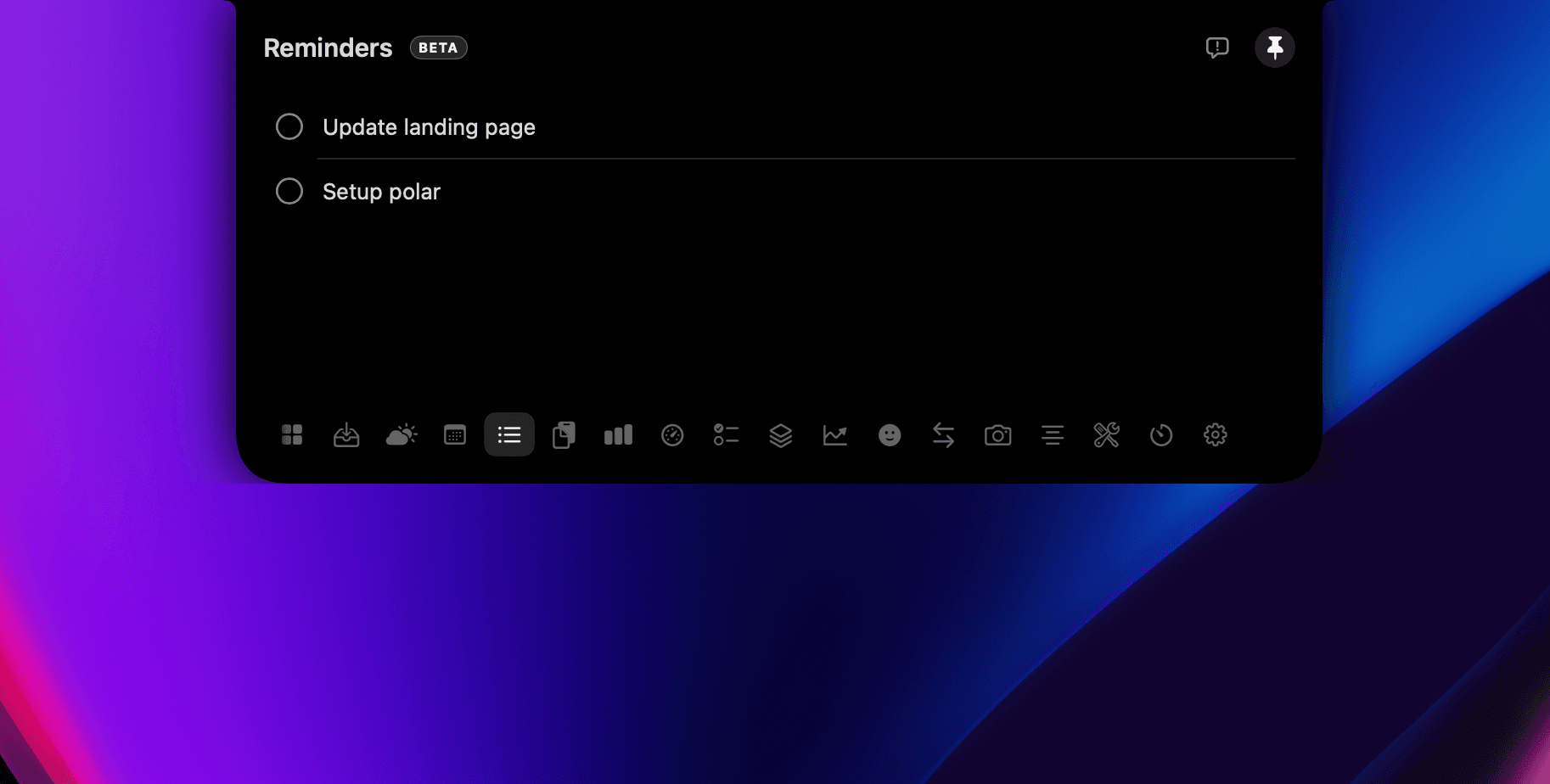 Reminders screenshot