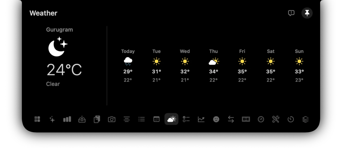 Weather in the OmniNotch panel